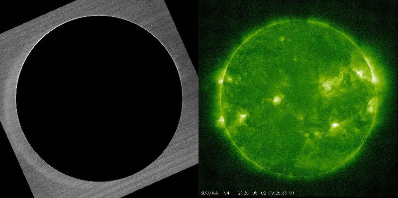 Compare my e-corona with SDO AIA 094
